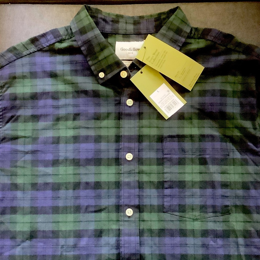 Goodfellow & Co Men's Plaid Shirt in Green and Blue
